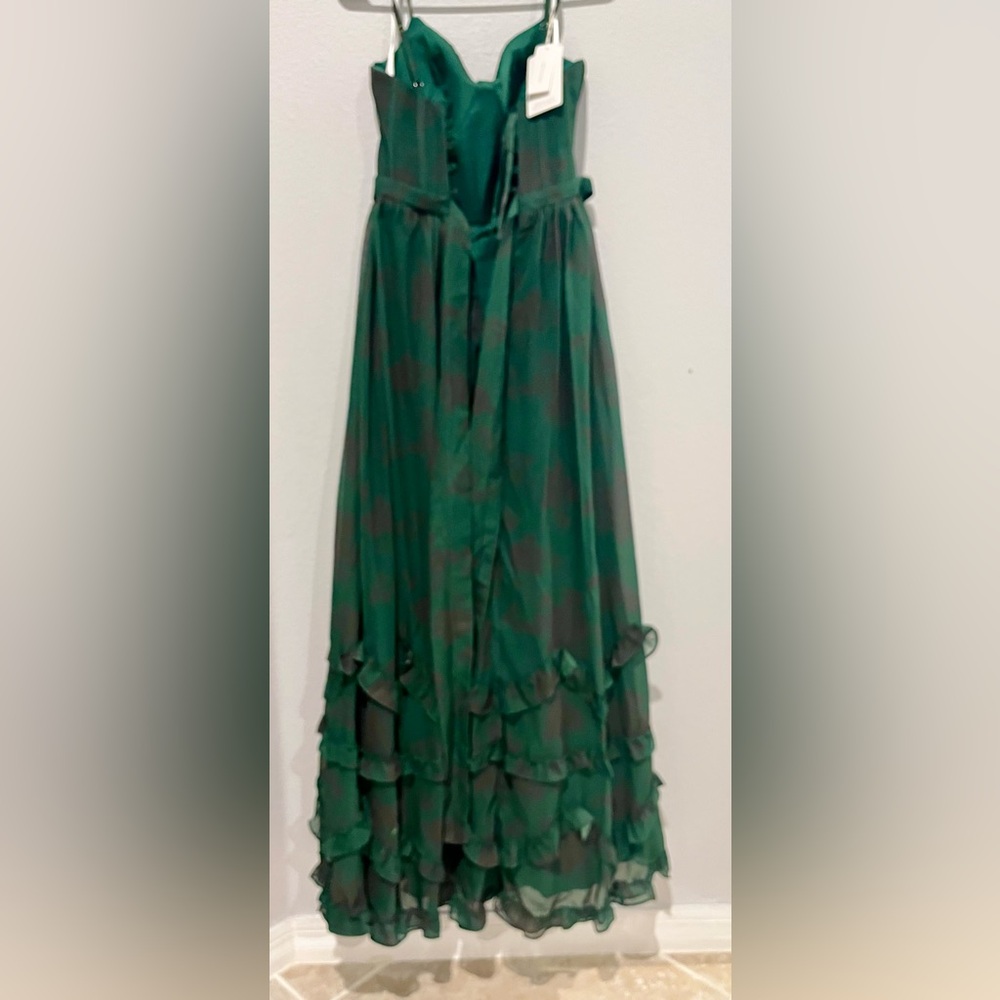 Elegant Green Floral Maxi Dress Sz 8 - Picture 5 of 8